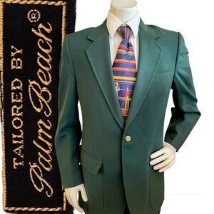 PALM BEACH Blazer Men 40R Masters Green Country Club Blazer Gold Button USA